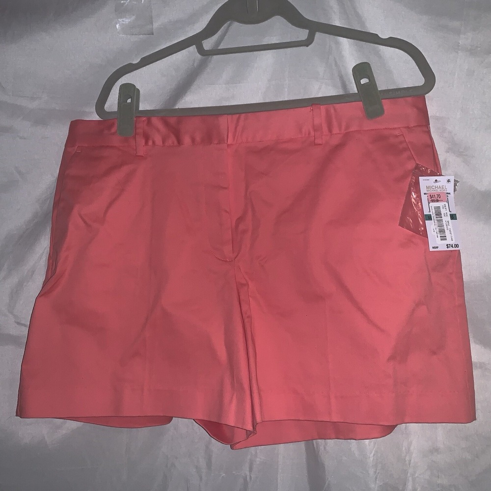 Michael Kors Women's Shorts Size 16 Flmnco Coral High Rise Pockets‎ - NWT